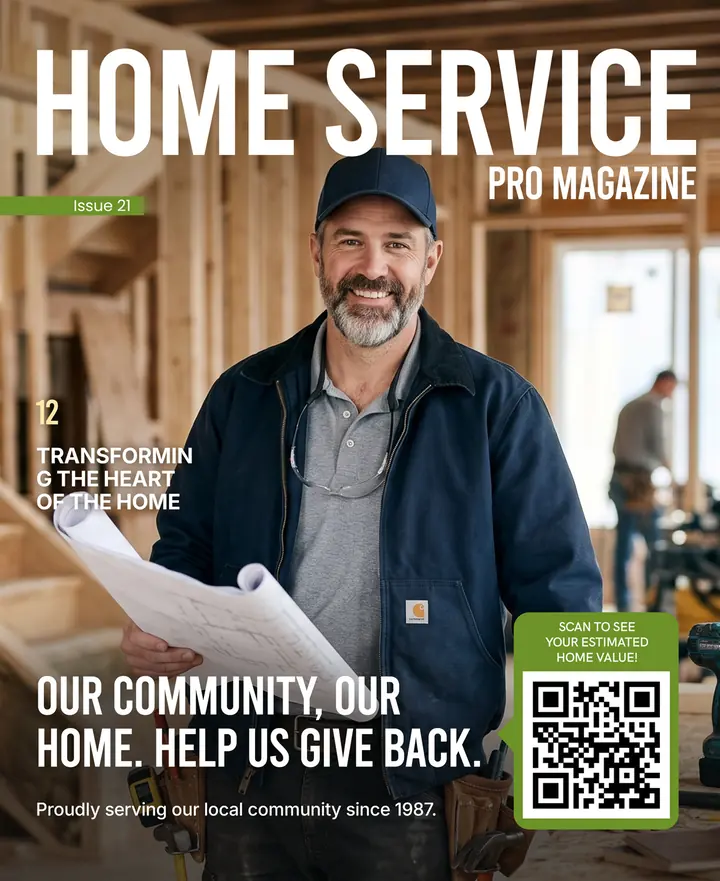 Home Service Pro Magazine custom cover featuring a contractor holding building plans
