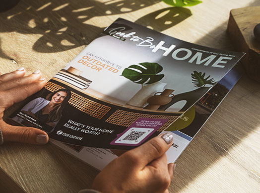 Branded magazine close-up