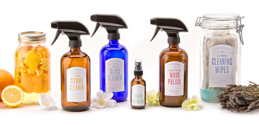 A collection of natural cleaning solutions