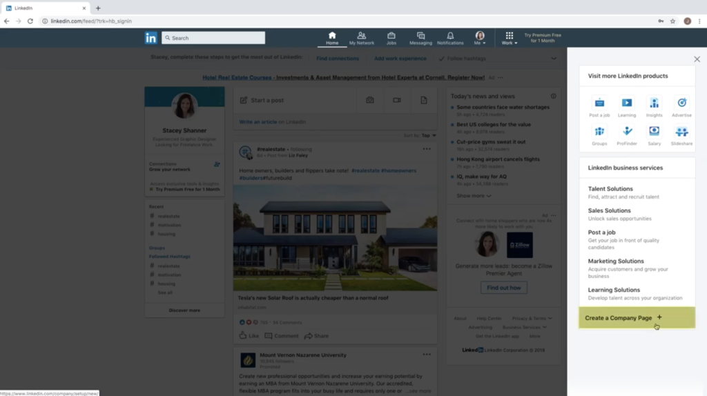 Click this link to create a LinkedIn Company Page