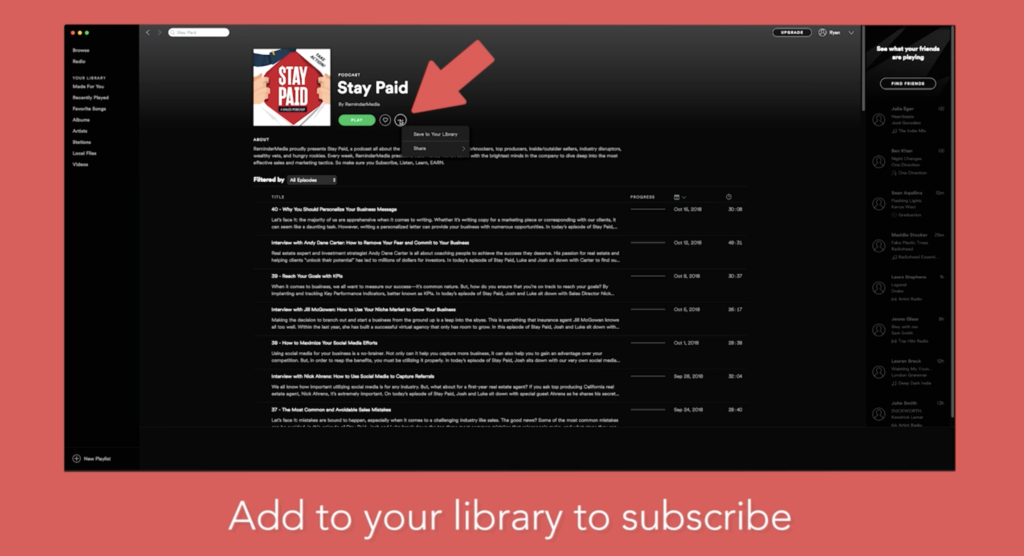 How to subscribe to a podcast on Spotify