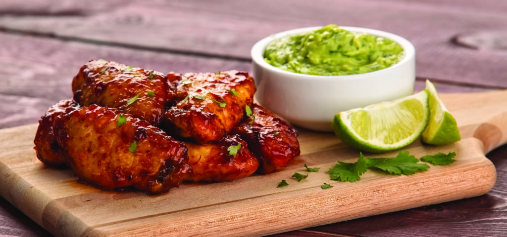 Spicy Wings with Avocado Dipping Sauce