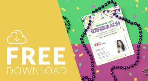 Free Download: Mardi Gras Printable Referral Bead Tag