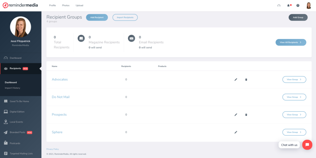 Recipient Dashboard