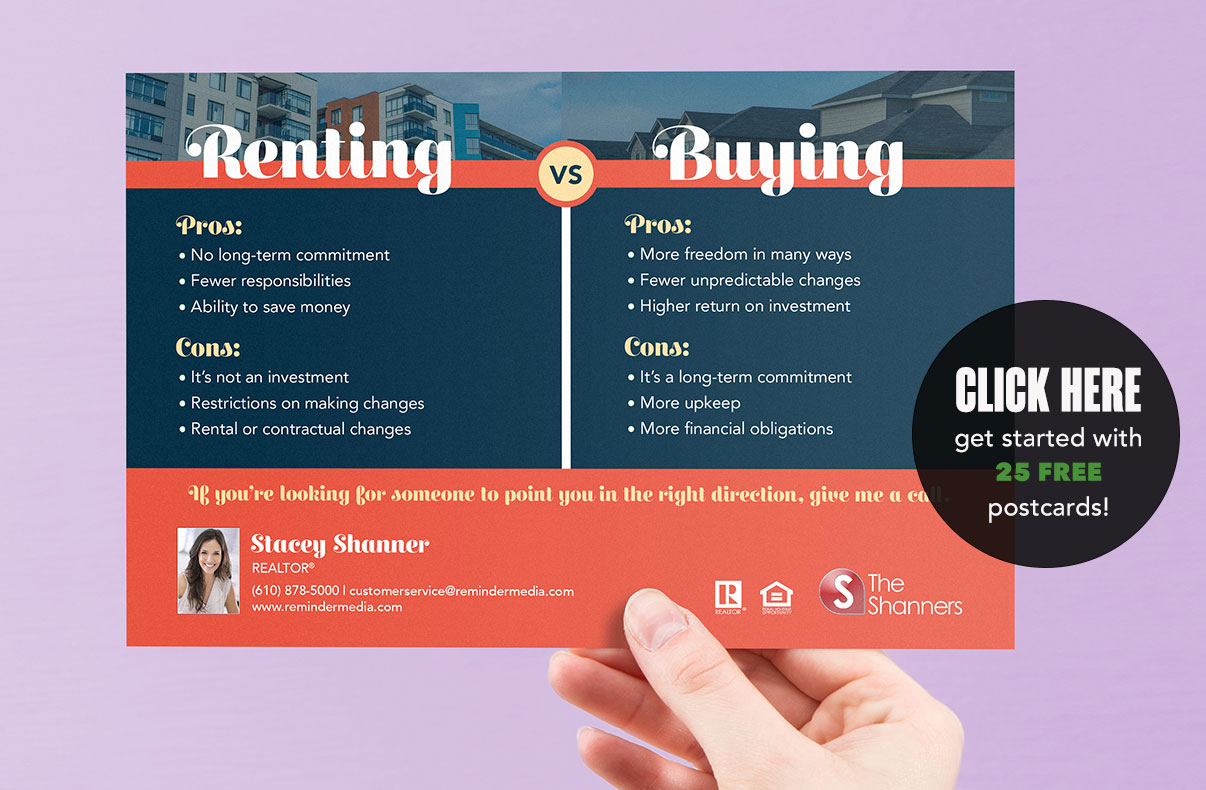 renting vs. buying postcard